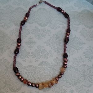 Elegant Purple and Gold Beaded Necklace